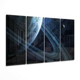 Saturn 4 Pieces Mega Glass Wall Art (59"x36") | Insigne Art Design.